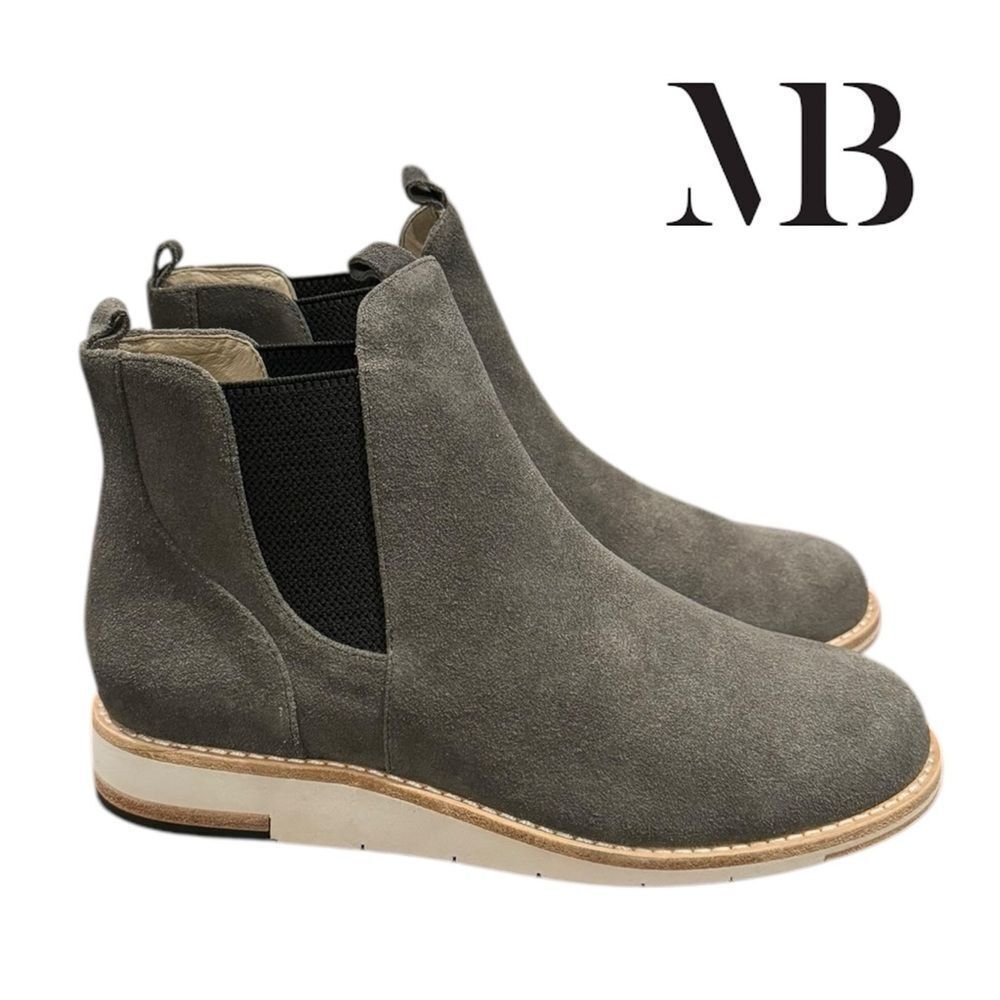 NEW Matt Bernson Infinity Gray Suede Leather Chelsea Ankle Boots Booties 6.5